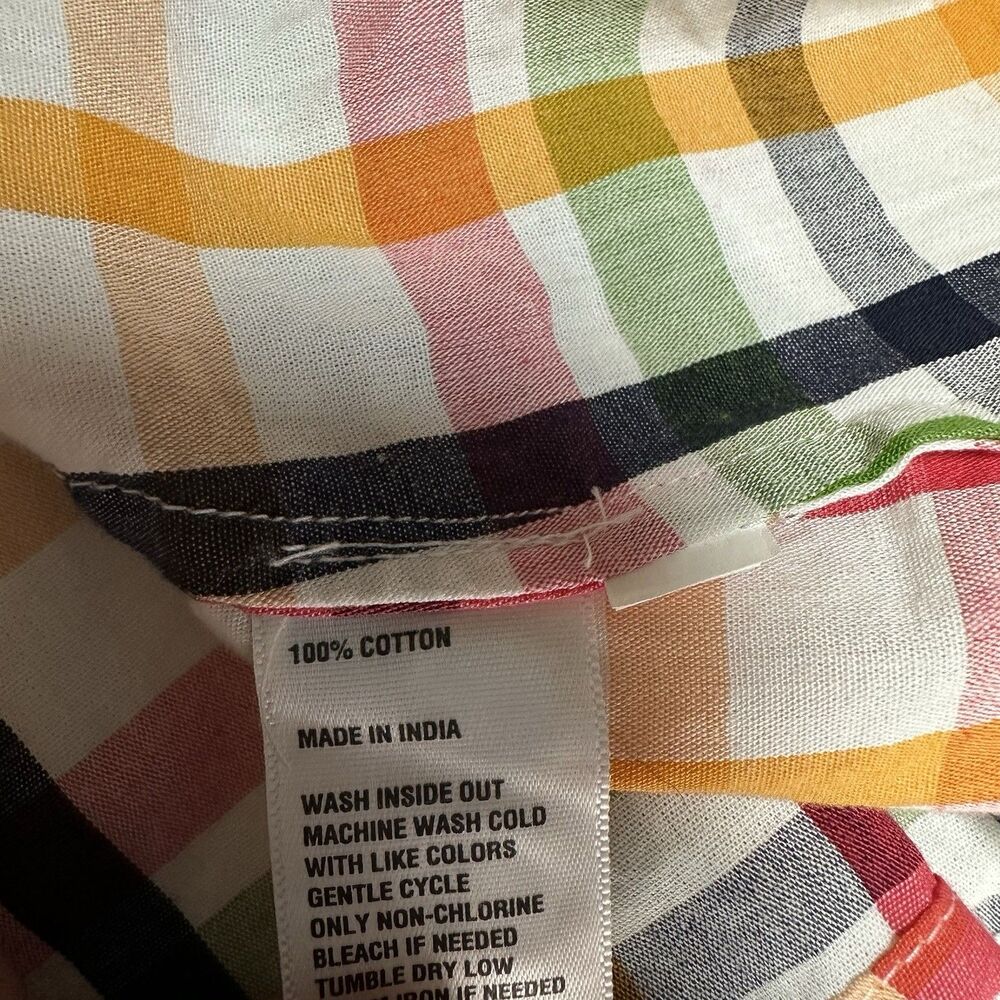Crown & Ivy Top Size 2X Plaid Colorful Vibrant Ruffle Cotton Long Sleeve - Picture 6 of 8